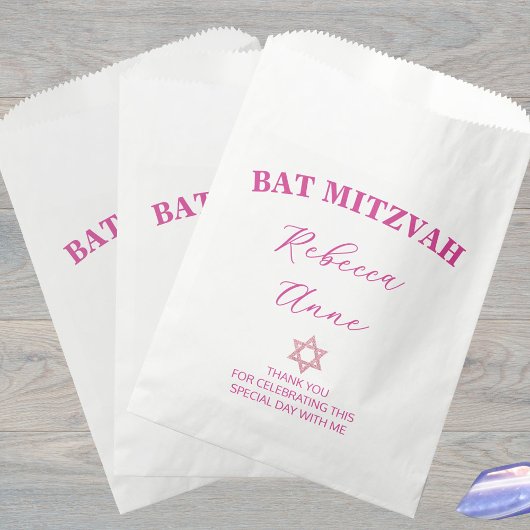 Glam Pink Chic Bedankt Bat Mitswa Party Bedankzakje