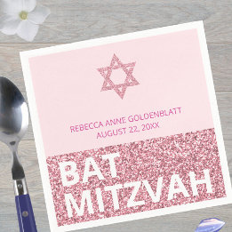 Glam Pink Chic Elegante Religieuze Bat Mitzvah Servet