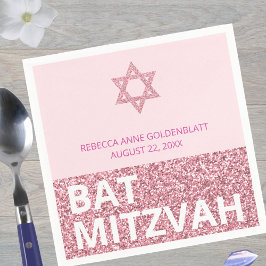 Glam Pink Chic Elegante Religieuze Bat Mitzvah Servet