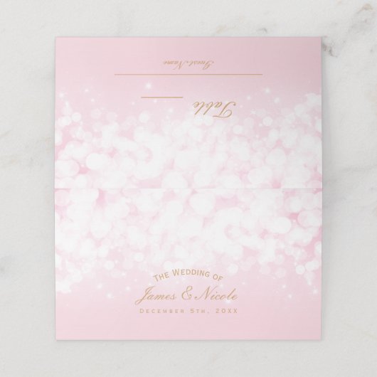 Glam Pink Chique Bokeh Glamour Lights Tafelnummer Plaatskaartje (Buitenkant ongevouwen)