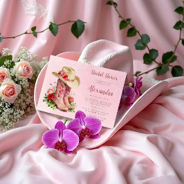 Glam Pink Cowgirl Boots Bridal Shower Kaart