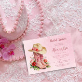 Glam Pink Cowgirl Boots Bridal Shower Kaart