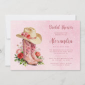 Glam Pink Cowgirl Boots Bridal Shower Kaart (Voorkant)