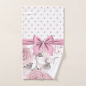 Glam Pink Diamond Bow Floral Polka Dots Bad Handdoek (Handdoek)