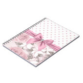 Glam Pink Diamond Bow Floral Polka Dots Notitieboek (Linkerzijde)