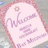 Glam Pink Elegant Chic Bat Mitswa Welkom Poster