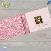 Glam Pink Elegant Photo Bat Mitswa Gold Gastenboek