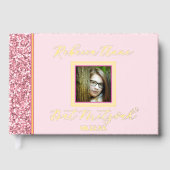 Glam Pink Elegant Photo Bat Mitswa Gold Gastenboek (Voorkant)