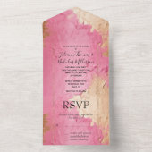 Glam Pink en Gold All In One Uitnodiging (Binnen)