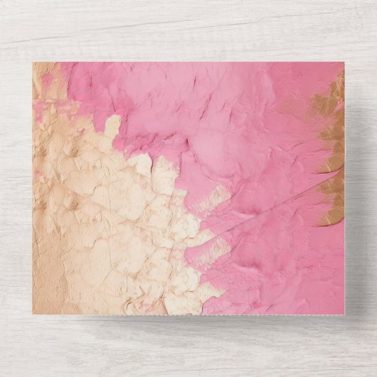 Glam Pink en Gold All In One Uitnodiging (Achterkant)