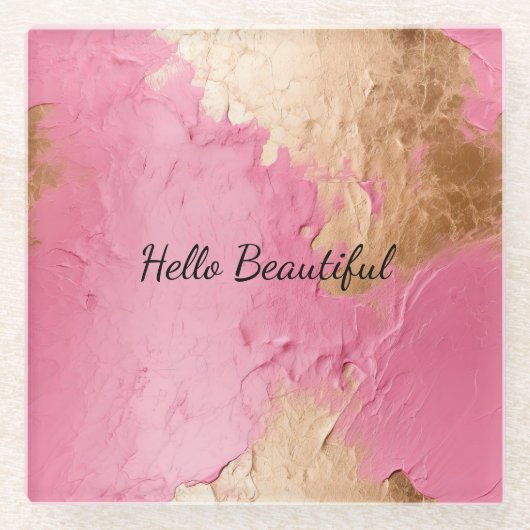 Glam Pink en Gold Glazen Onderzetter (Voorkant)