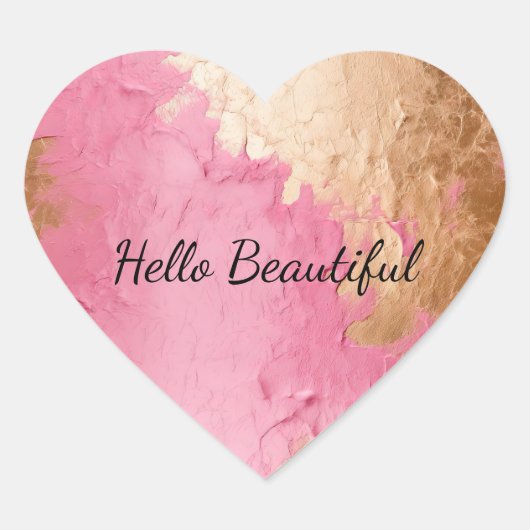 Glam Pink en Gold Hart Sticker (Voorkant)
