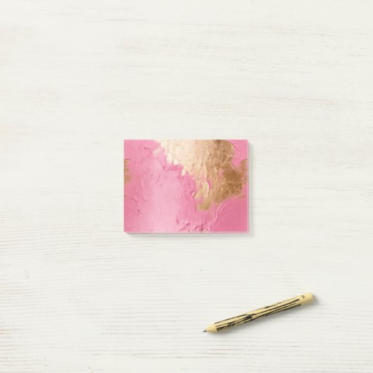 Glam Pink en Gold Post-it® Notes (Op bureau)