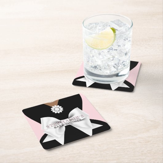 Glam Pink Etnisch Fancy Tiffany Theme Baby shower Kartonnen Onderzetters (Insitu)