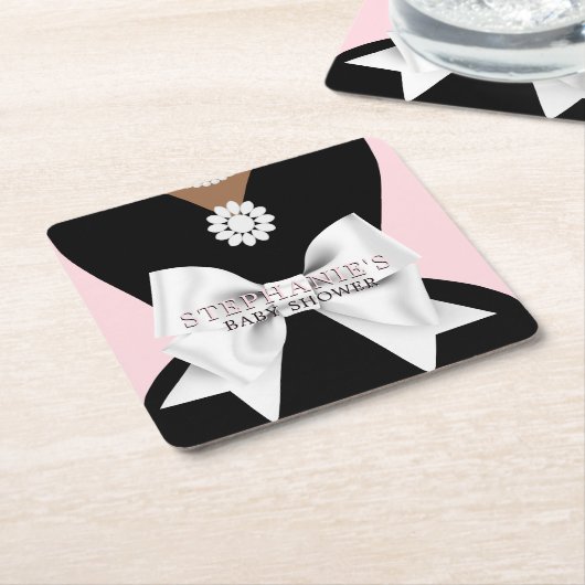 Glam Pink Etnisch Fancy Tiffany Theme Baby shower Kartonnen Onderzetters (Schuin)