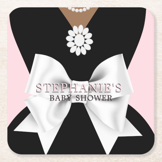 Glam Pink Etnisch Fancy Tiffany Theme Baby shower Kartonnen Onderzetters (Voorkant)