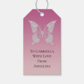 Glam Pink Faux Diamonds Butterfly Cadeaulabel (Voorkant)