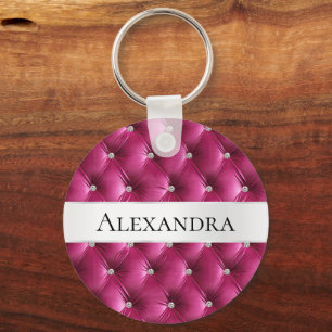Glam Pink faux Velvet Luxe Naam Sleutelhanger