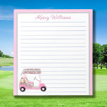 Glam Pink Gepersonaliseerde Golf Winkelwagen Naam  Notitieblok<br><div class="desc">Een glamoureuze unieke golfkar — roze met een vleugje diamanten — smaakvol uitgevoerd — klaar om de baan te runnen — het notitieblok. Dit is een geweldig cadeau voor alle golfliefhebbers - leuk / aantrekkelijk / uniek. Personaliseer het met je/haar naam. Als u ontwerpvragen of een speciaal verzoek hebt, stuur...</div>