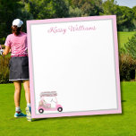 Glam Pink Gepersonaliseerde Golf Winkelwagen Naam Notitieblok<br><div class="desc">Een glamoureuze unieke golfkar — roze met een vleugje diamanten — smaakvol uitgevoerd — klaar om de baan te runnen — het notitieblok. Dit is een geweldig cadeau voor alle golfliefhebbers - leuk / aantrekkelijk / uniek. Personaliseer het met je/haar naam. Als u ontwerpvragen of een speciaal verzoek hebt, stuur...</div>