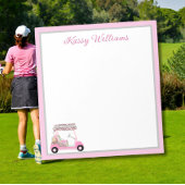 Glam Pink Gepersonaliseerde Golf Winkelwagen Naam Notitieblok
