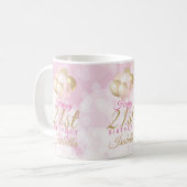 Glam Pink Glitter Ballonnen 21e Verjaardag Koffiemok (Voorkant links)