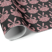 Glam Pink Glitter Bells on Black Holiday Cadeaupapier (Rol Hoek)