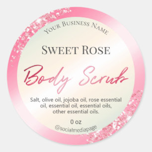  Glam Pink Glitter Body Scrub Labels