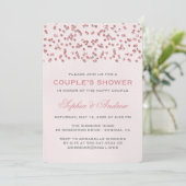 Glam Pink Glitter Confetti Wedding Couple's Shower Kaart (Staand voorkant)