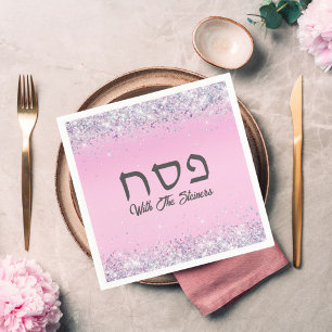 Glam Pink Glitter Jewish Holiday Hebreeuwse Passov Servet