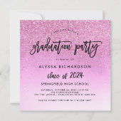 Glam Pink Glitter Look 2024 Afstudeerder Party | F Kaart (Voorkant)