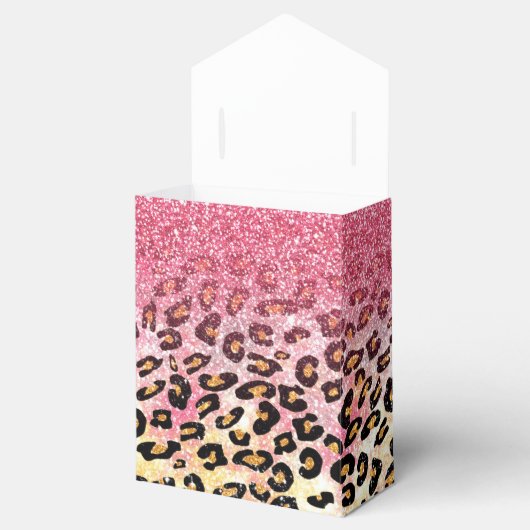 Glam Pink Glitter Luipaard Patroon Bedankdoosjes (Geopend)