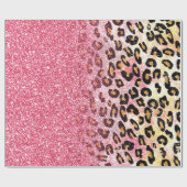 Glam Pink Glitter Luipaard Patroon Cadeaupapier (Vlak)