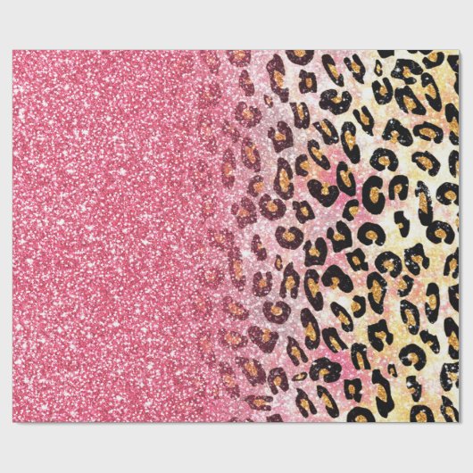 Glam Pink Glitter Luipaard Patroon Cadeaupapier (Vlak)