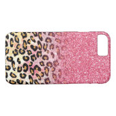 Glam Pink Glitter Luipaard Patroon Case-Mate iPhone Case (Achterkant (Horizontaal))