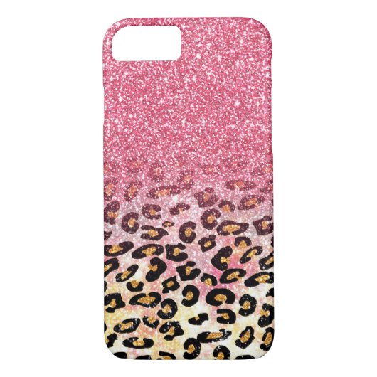 Glam Pink Glitter Luipaard Patroon Case-Mate iPhone Case (Achterkant)