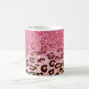 Glam Pink Glitter Luipaard Patroon Koffiemok