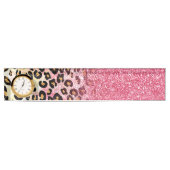 Glam Pink Glitter Luipaard Patroon Naambordje (Voorkant)