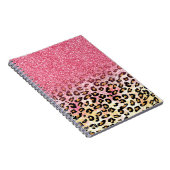 Glam Pink Glitter Luipaard Patroon Notitieboek (Rechterzijde)