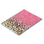 Glam Pink Glitter Luipaard Patroon Notitieboek (Linkerzijde)