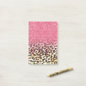Glam Pink Glitter Luipaard Patroon Post-it® Notes (Op bureau)