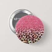 Glam Pink Glitter Luipaard Patroon Ronde Button 5,7 Cm (Voorkant /achterkant)