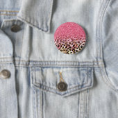 Glam Pink Glitter Luipaard Patroon Ronde Button 5,7 Cm (In situ)