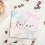Glam Pink Glitter Pastel Girly Pattern Glazen Onderzetter<br><div class="desc">U kunt dit  roze handvat glitter patroon eenvoudig personaliseren met uw eigen naam en/of monogram.</div>