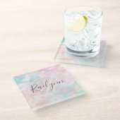 Glam Pink Glitter Pastel Girly Pattern Glazen Onderzetter (Schuin)