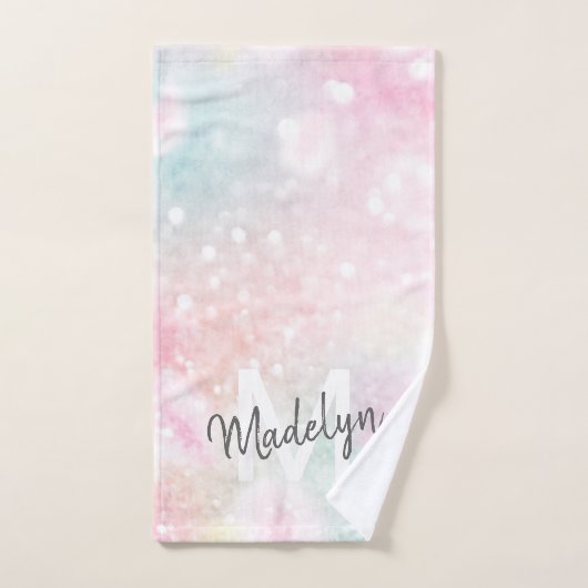 Glam Pink Glitter Pastel Girly Pattern Handdoek (Handdoek)