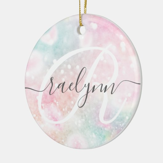 Glam Pink Glitter Pastel Girly Pattern Keramisch Ornament (Links)