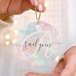 Glam Pink Glitter Pastel Girly Pattern Keramisch Ornament<br><div class="desc">U kunt dit  roze handvat glitter patroon eenvoudig personaliseren met uw eigen naam en/of monogram.</div>