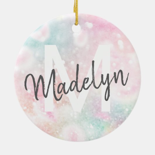 Glam Pink Glitter Pastel Girly Pattern Keramisch Ornament (Achterkant)