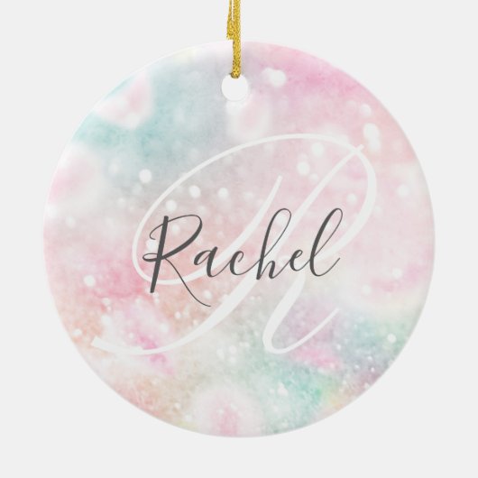 Glam Pink Glitter Pastel Girly Pattern Keramisch Ornament (Achterkant)